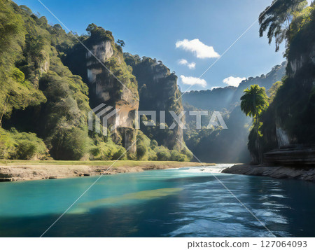 Spectacular view of a river valley 127064093