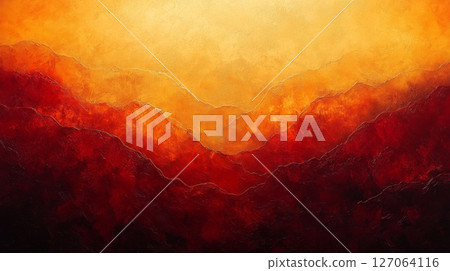 Abstract Landscape with Red and Orange Hues 127064116
