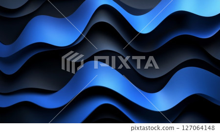 Abstract Pattern of Wavy Blue and Black Shapes Abstract Pattern of Wavy Blue and Black Shapes 127064148