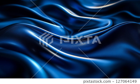 Abstract Draped Blue Fabric with Soft Light Reflection 127064149