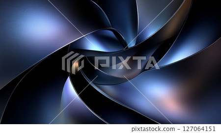 Abstract Metallic Curves in Deep Blue Hues Abstract Metallic Curves in Deep Blue Hues 127064151