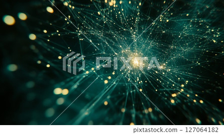 Abstract Network with Glowing Points and Lines 127064182