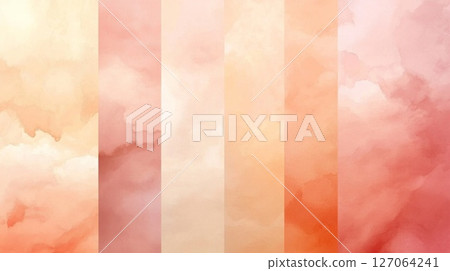 Abstract Watercolor Background with Vertical Peach and Pink Gradient Stripes 127064241