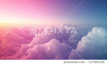 Aerial View of Pink and Purple Clouds at Sunset 127064246