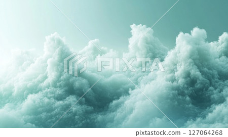 A Sky Filled with Fluffy, Pastel Green Clouds A Sky Filled with Fluffy, Pastel Green Clouds 127064268
