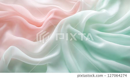 Abstract Draped Pink and Green Fabric 127064274