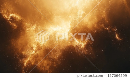 Golden Nebula with Scattered Stars in a Dark Sky Golden Nebula with Scattered Stars in a Dark Sky 127064299