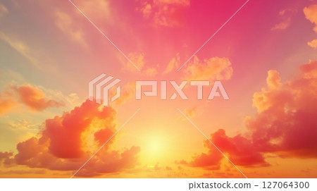 Sunset Sky with Orange and Pink Clouds Sunset Sky with Orange and Pink Clouds 127064300