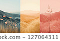 A Tri-toned View of a Mountain Range and Grassy Field 127064311