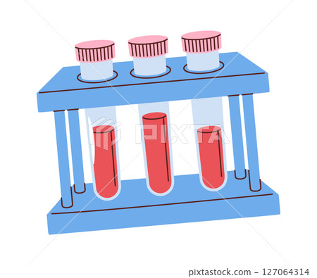 Blood test samples tubes cartoon Blood test samples tubes cartoon 127064314