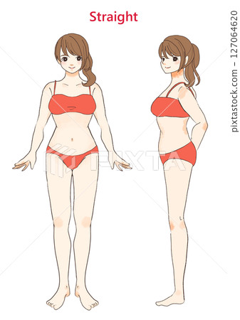 骨骼診斷：直女骨骼，正面和側面 127064620