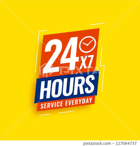 open service available for 24 hours and 7 days with clock sign 127064737