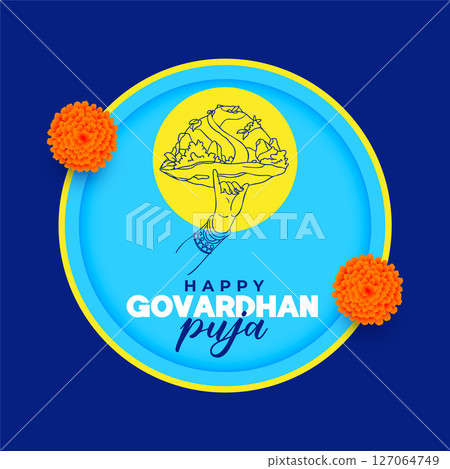 beautiful and cultural govardhan puja event background with flower design 127064749