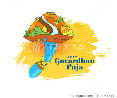 brush stroke style govardhan puja wishes card for festival celebration brush stroke style govardhan puja wishes card for festival celebration 127064751