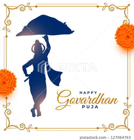 traditional govardhan puja wishes background with krishna silhouette traditional govardhan puja wishes background with krishna silhouette 127064763