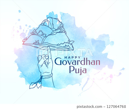 watercolor style happy govardhan puja background with spiritual touch watercolor style happy govardhan puja background with spiritual touch 127064768