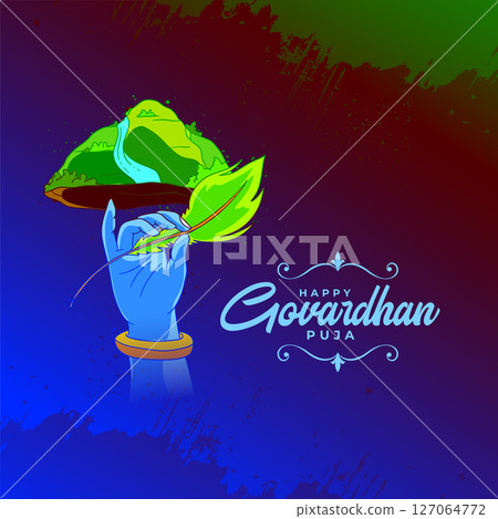 lovely govardhan puja wishes background with krishna hand lifting mountain design lovely govardhan puja wishes background with krishna hand lifting mountain design 127064772