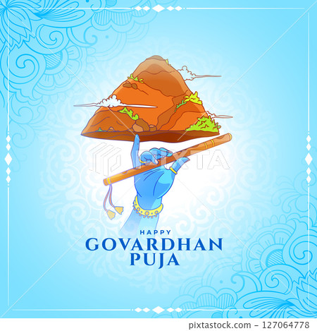 beautiful hindu festival govardhan puja greeting background design 127064778