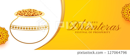 indian style happy dhanteras greeting poster with golden coint pot design indian style happy dhanteras greeting poster with golden coint pot design 127064796