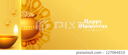 eye catching happy dhanteras event poster with glowing diya and coin kalasha eye catching happy dhanteras event poster with glowing diya and coin kalasha 127064810
