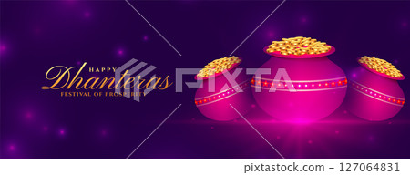 shiny happy dhanteras celebration wallpaper with golden coin pot design 127064831