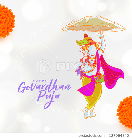 hindu religious govardhan puja background with flower decoration hindu religious govardhan puja background with flower decoration 127064840