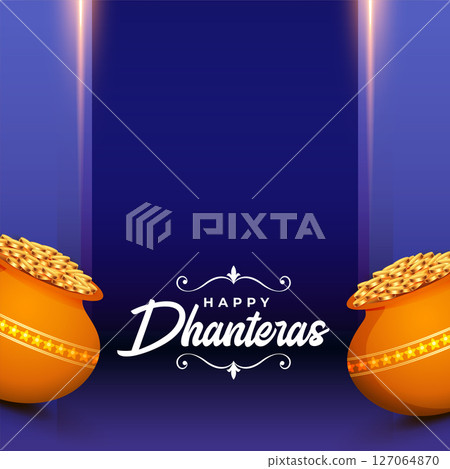 happy dhanteras cultural event background with golden coin pot design happy dhanteras cultural event background with golden coin pot design 127064870