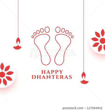 happy dhanteras greeting background with line style goddess charan 127064932