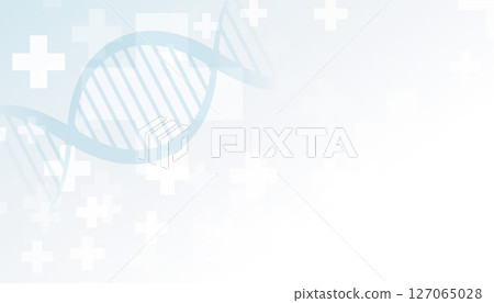 digital bio technology medical care banner with DNA molecule 127065028