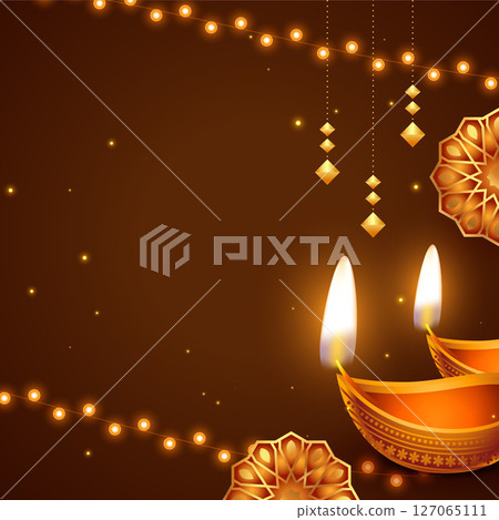 realistic diya with text space for festival of lights diwali celebration realistic diya with text space for festival of lights diwali celebration 127065111