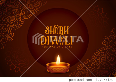realistic oil diya on brown background for indian festival diwali realistic oil diya on brown background for indian festival diwali 127065120