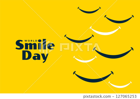 world smile day event background with cheerful and joyful smiles 127065253