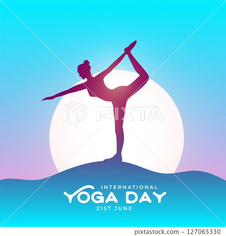 nice women silhouette background celebrate international yoga day 127065330