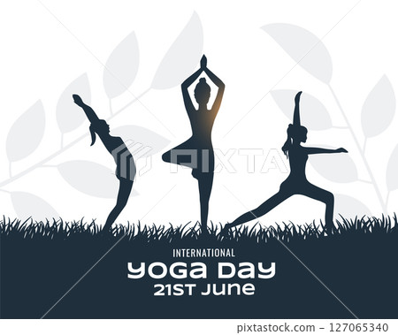 modern world yoga day background with women silhouette modern world yoga day background with women silhouette 127065340