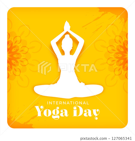 paper style happy international yoga day background design 127065341