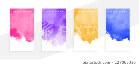 set of watercolor paint splatter abstract standee design set of watercolor paint splatter abstract standee design 127065356