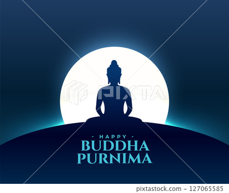 happy vesak day or guru purnima background lord buddha in meditation 127065585