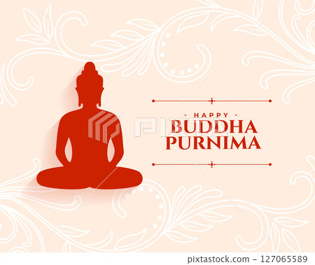 happy buddha purnima background with artistic floral decoration 127065589