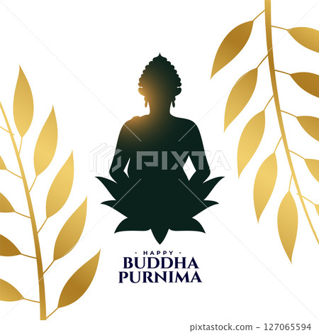 happy buddha purnima festive background with golden leaves 127065594
