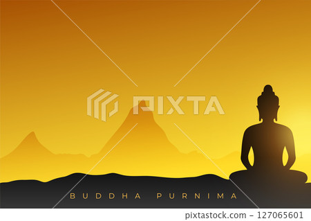 elegant happy buddha purnima spiritual background for peace and faith 127065601