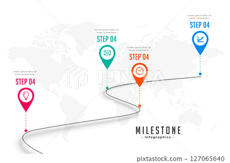 eye-catching four step infographic milestone template with success path 127065640