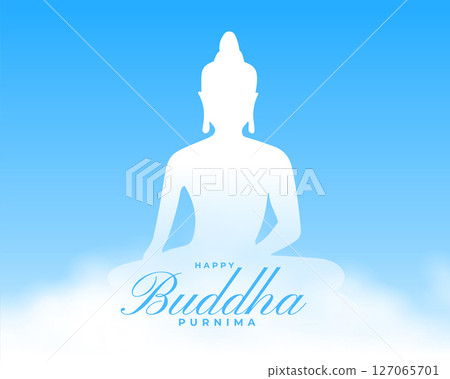 happy vesak traditional background with lord buddha silhouette happy vesak traditional background with lord buddha silhouette 127065701