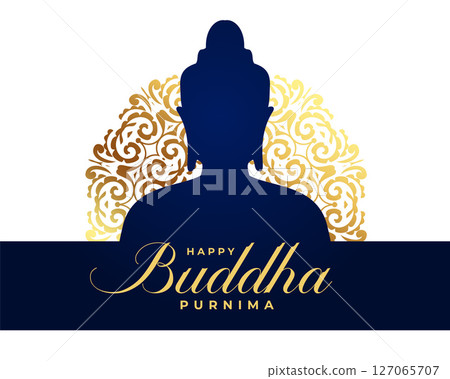 traditional happy buddha purnima background with golden floral decoration 127065707