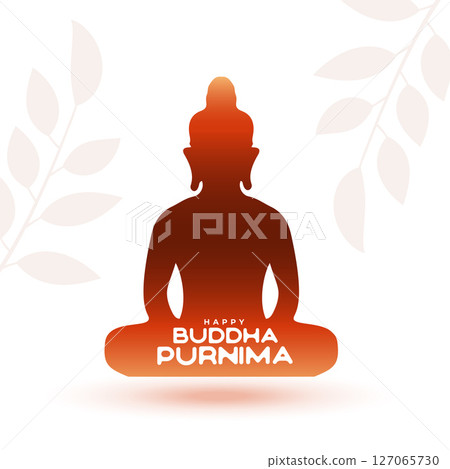 elegant and devotional gautama buddha purnima background with leaves design 127065730