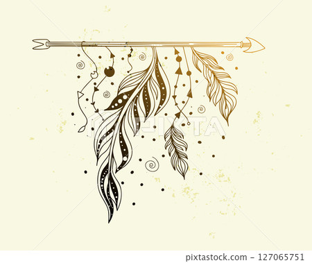 abstract bohemian arrow background for dreamcatcher or magical art design 127065751