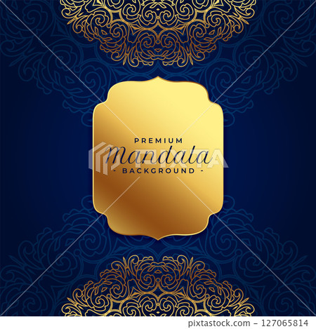 ethnic golden mandala art for invitation and greeting card design 127065814