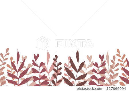 Floral frame with colorful exotic branches on white background. Ornate border with tropic leaves. Vector stock illustration for wallpaper, posters, card. Doodle style. Copy space 127066094