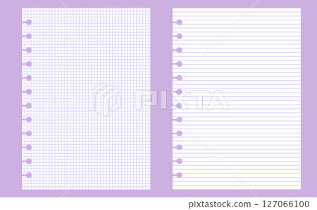 Graph paper. Printable lined and squared grid paper with color lines. Geometric background for school, textures, notebook, diary. Copy space blank 127066100