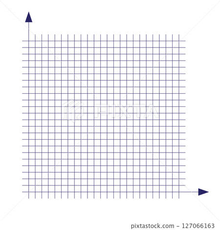 Grid paper. Mathematical graph. Cartesian coordinate system with x-axis, y-axis. Squared background with color lines. Geometric pattern for school, education. Lined blank on transparent background 127066163