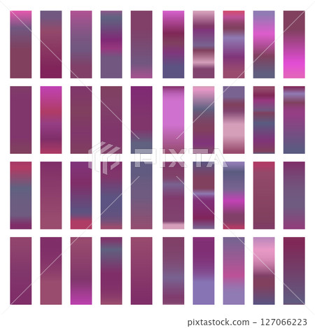 Metallic gradient collection with shiny silver hologram. Holographic foil texture, chrome metal gradation. Vector set for frame, ribbon, border, cover, banner, other design Metallic gradient collection with shiny silver hologram. Holographic foil texture, chrome metal gradation. Vector set for frame, ribbon, border, cover, banner, other design 127066223